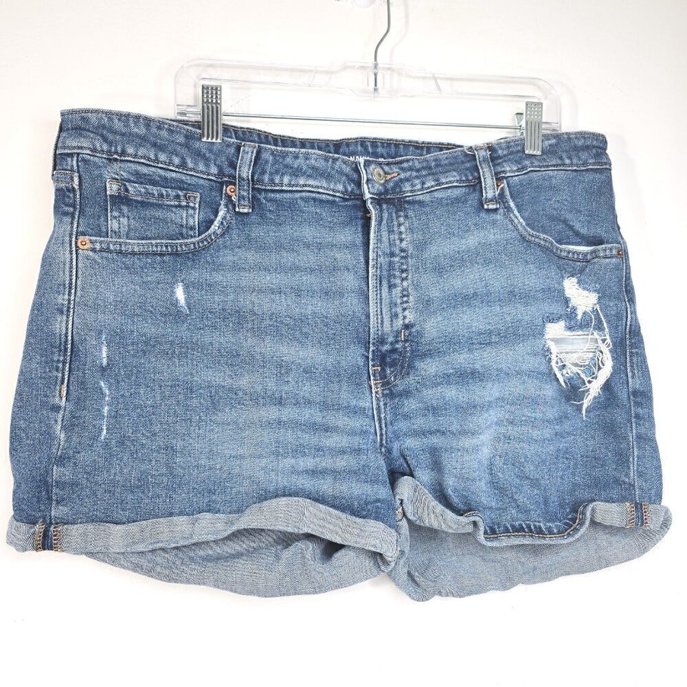 Old Navy OG Straight Cuffed High Rise Distressed Denim Jean Shorts